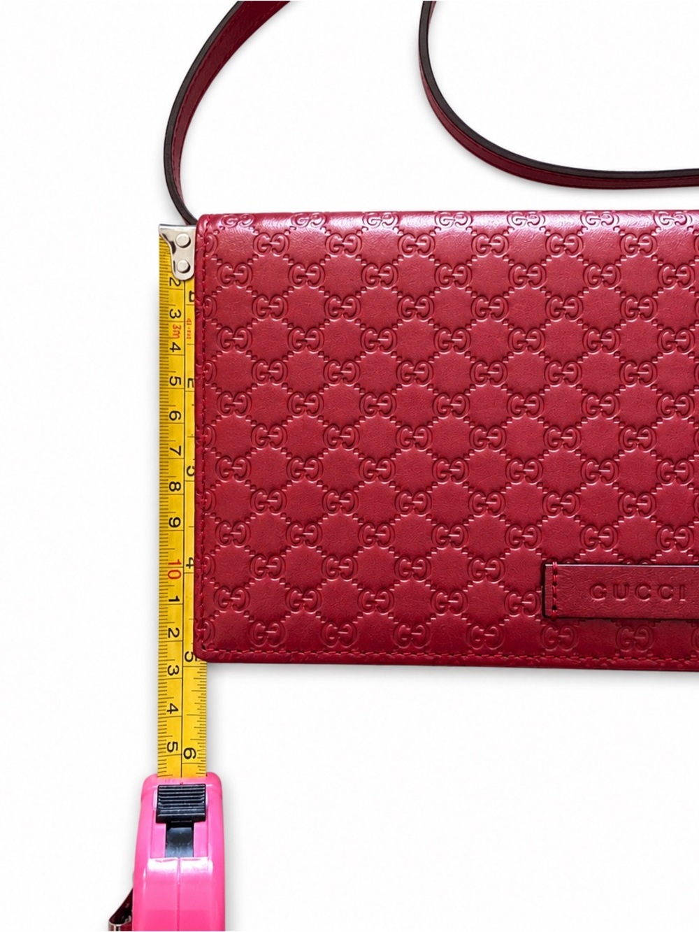 Gucci Microguccissima Leather Crossbody Wallet Bag (RED ROSSO) - Picture 9 of 11